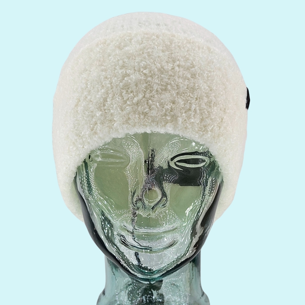 All Saints Hat Beanie Chalk Teddy Bear Wool & Alpaca Blend Cuffed Cottagecore